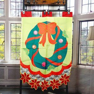 NWT CHRISTMAS WREATH W/ POINSETTIAS & LACE DOUBLE SIDED 3D NYLON FLAG